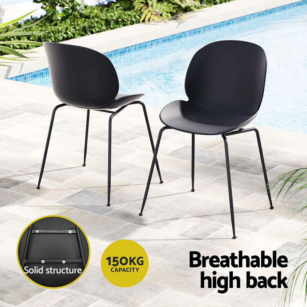 Gardeon 4PC Outdoor Dining Chairs Lounge Chair Patio Garden Furniture Black - Cosy Abode