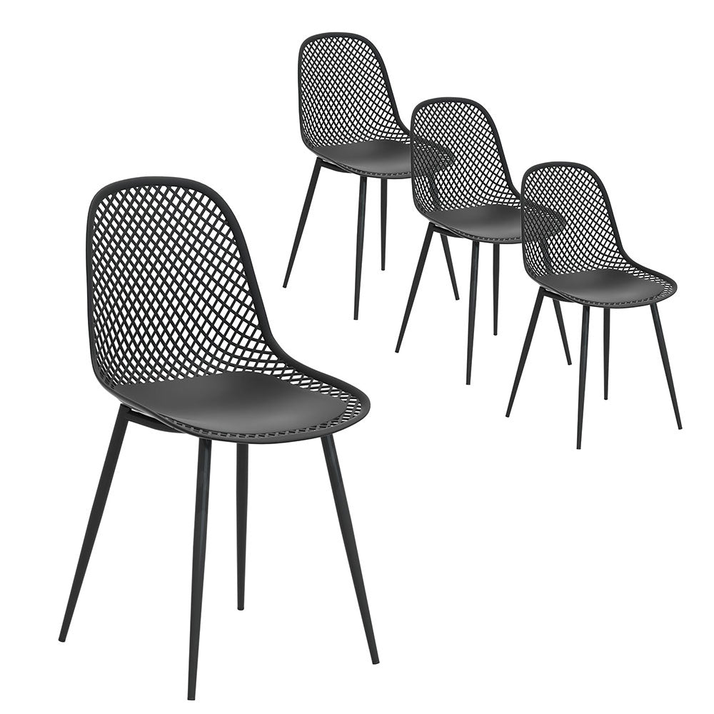 Gardeon 4PC Outdoor Dining Chairs PP Lounge Chair Patio Garden Furniture Black - Cosy Abode