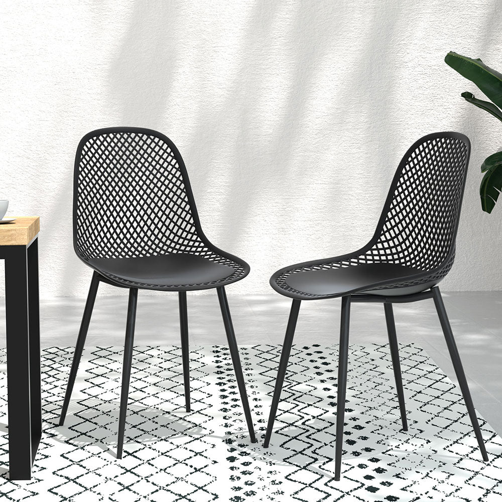 Gardeon 4PC Outdoor Dining Chairs PP Lounge Chair Patio Garden Furniture Black - Cosy Abode