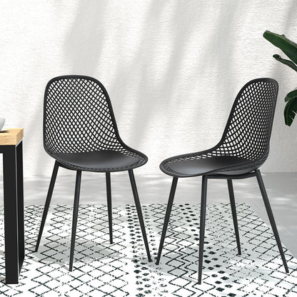 Gardeon 4PC Outdoor Dining Chairs PP Lounge Chair Patio Garden Furniture Black - Cosy Abode