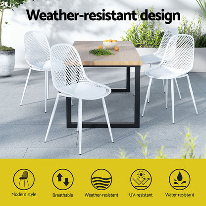 Gardeon 4PC Outdoor Dining Chairs PP Lounge Chair Patio Garden Furniture White - Cosy Abode