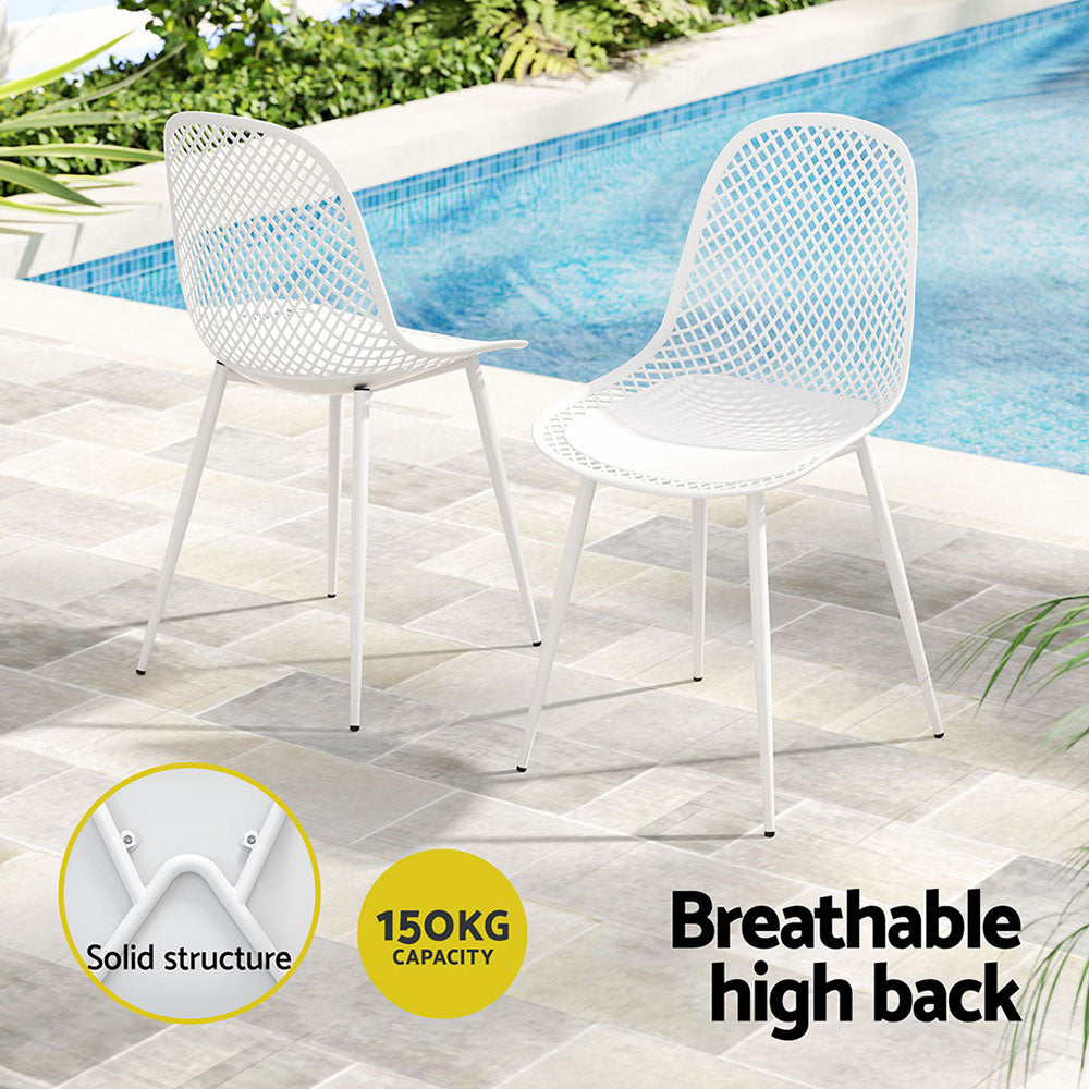 Gardeon 4PC Outdoor Dining Chairs PP Lounge Chair Patio Garden Furniture White - Cosy Abode