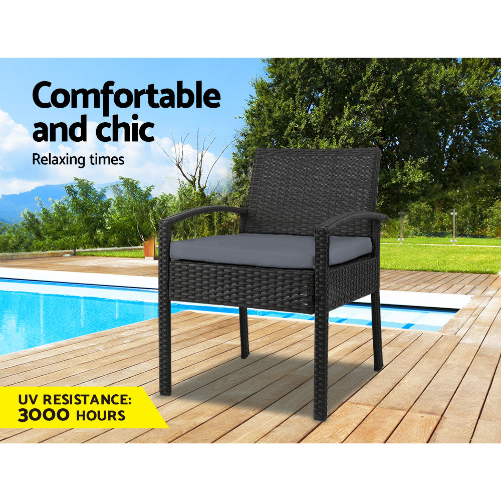 Gardeon Outdoor Dining Chairs Patio Furniture Rattan Lounge Chair Cushion Felix - Cosy Abode