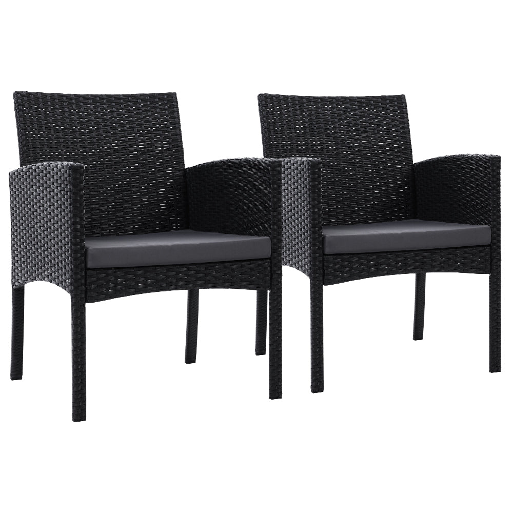 Gardeon 2PC Outdoor Dining Chairs Patio Furniture Rattan Lounge Chair XL Ezra - Cosy Abode