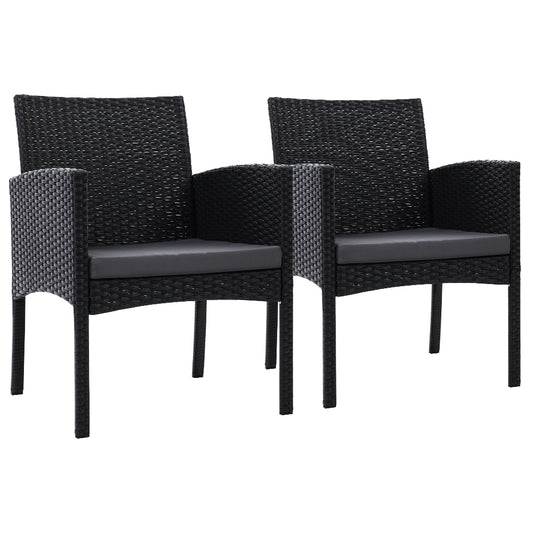 Gardeon 2PC Outdoor Dining Chairs Patio Furniture Rattan Lounge Chair XL Ezra - Cosy Abode
