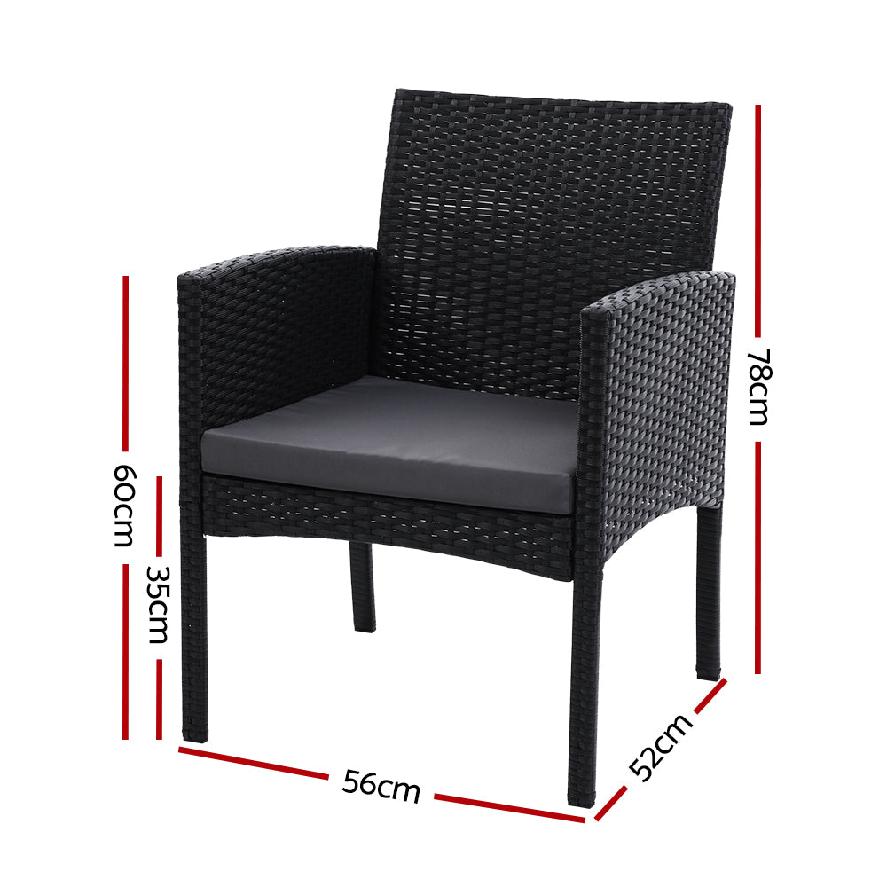 Gardeon 2PC Outdoor Dining Chairs Patio Furniture Rattan Lounge Chair XL Ezra - Cosy Abode