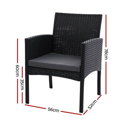 Gardeon 2PC Outdoor Dining Chairs Patio Furniture Rattan Lounge Chair XL Ezra - Cosy Abode