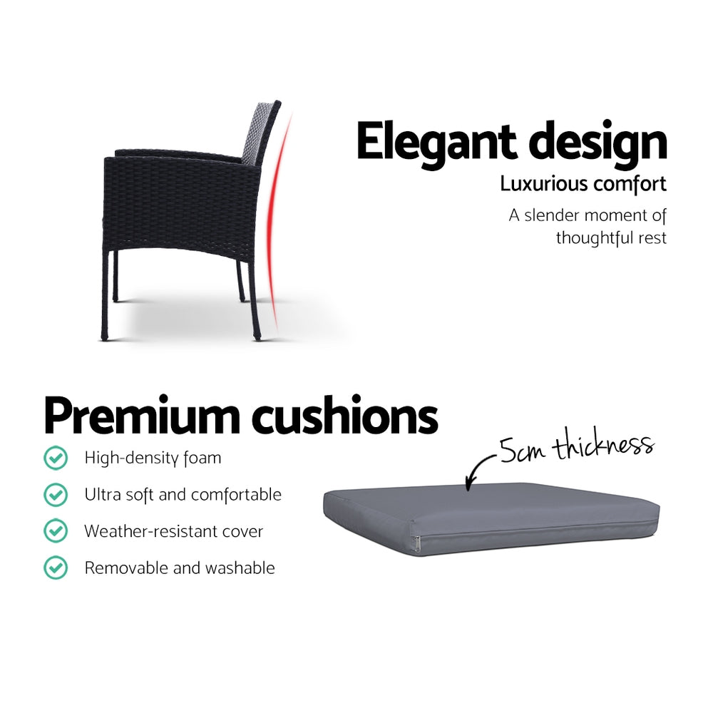 Gardeon 2PC Outdoor Dining Chairs Patio Furniture Rattan Lounge Chair XL Ezra - Cosy Abode