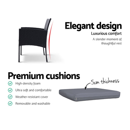 Gardeon 2PC Outdoor Dining Chairs Patio Furniture Rattan Lounge Chair XL Ezra - Cosy Abode