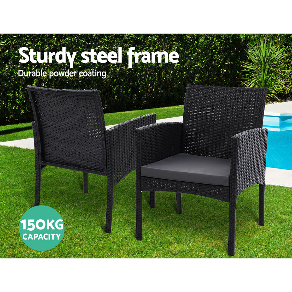 Gardeon 2PC Outdoor Dining Chairs Patio Furniture Rattan Lounge Chair XL Ezra - Cosy Abode