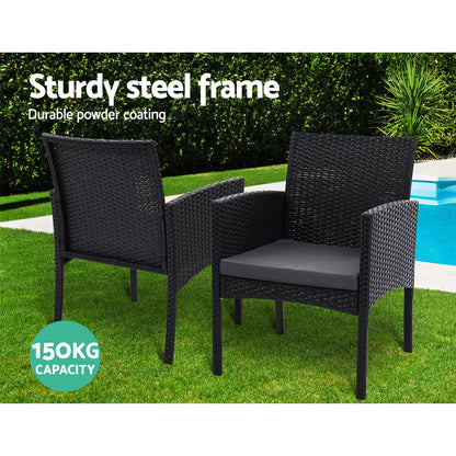 Gardeon 2PC Outdoor Dining Chairs Patio Furniture Rattan Lounge Chair XL Ezra - Cosy Abode