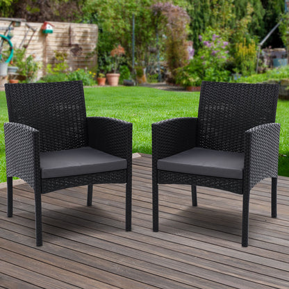 Gardeon 2PC Outdoor Dining Chairs Patio Furniture Rattan Lounge Chair XL Ezra - Cosy Abode