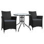 Gardeon 3PC Bistro Set Outdoor Furniture Rattan Table Chairs Cushion Patio Garden Idris - Cosy Abode