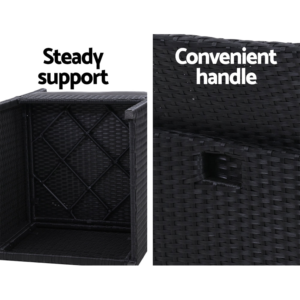 Gardeon 3PC Bistro Set Outdoor Furniture Rattan Table Chairs Cushion Patio Garden Hugo - Cosy Abode