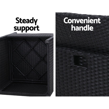 Gardeon 3PC Bistro Set Outdoor Furniture Rattan Table Chairs Cushion Patio Garden Hugo - Cosy Abode