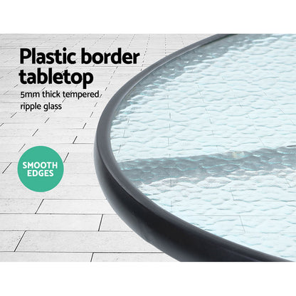 Gardeon 3PC Bistro Set Outdoor Furniture Rattan Table Chairs Cushion Patio Garden Hugo - Cosy Abode