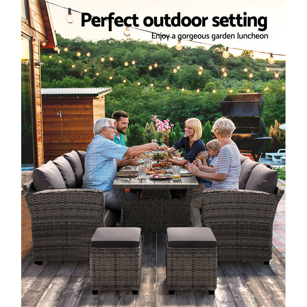Gardeon Outdoor Dining Set Wicker Table Chairs Setting 8 Seater - Cosy Abode