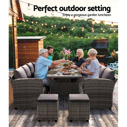 Gardeon Outdoor Dining Set Wicker Table Chairs Setting 8 Seater - Cosy Abode