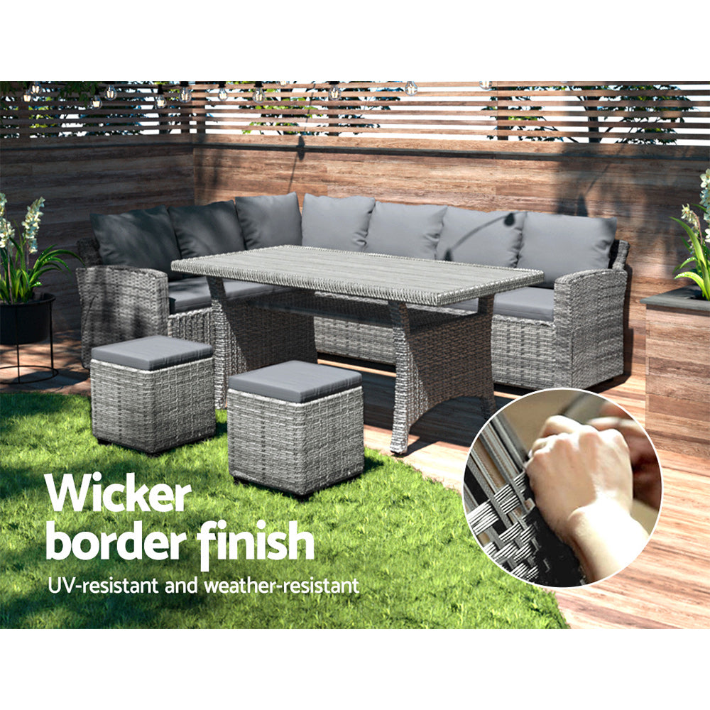 Gardeon Outdoor Dining Set Wicker Table Chairs Setting 8 Seater - Cosy Abode