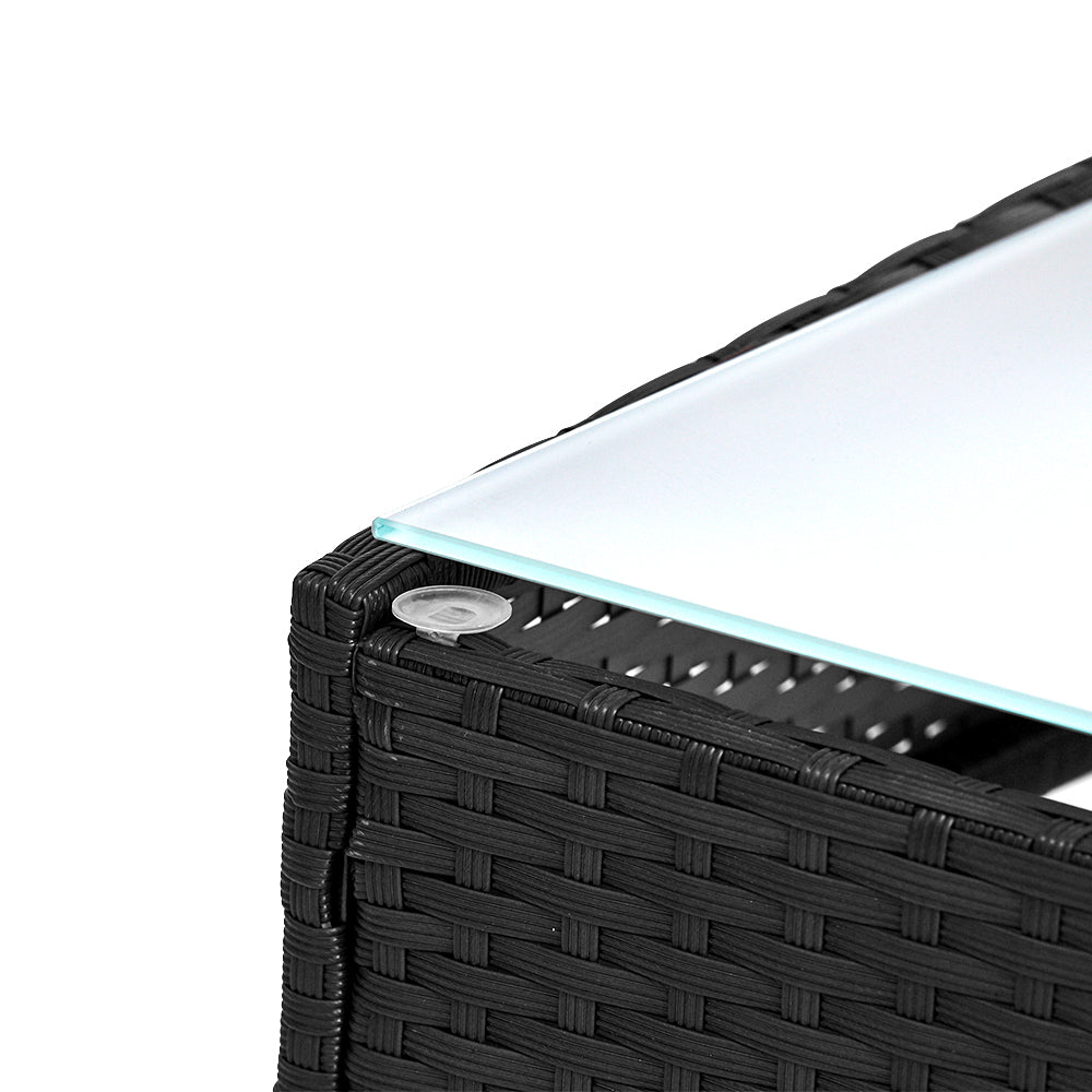 Gardeon 4 Seater Outdoor Sofa Set Wicker Setting Table Chair Furniture - Black - Cosy Abode