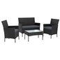 Gardeon 4 Seater Outdoor Wicker Furniture Setting with Glass Top Table & Storage Cover - Black - Cosy Abode