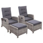 Gardeon 2PC Recliner Chairs Sun lounge Wicker Lounger Outdoor Furniture Adjustable Grey - Cosy Abode