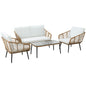 Gardeon 4-Piece Outdoor Sofa Set Rattan Lounge Setting Table Chairs - Cosy Abode