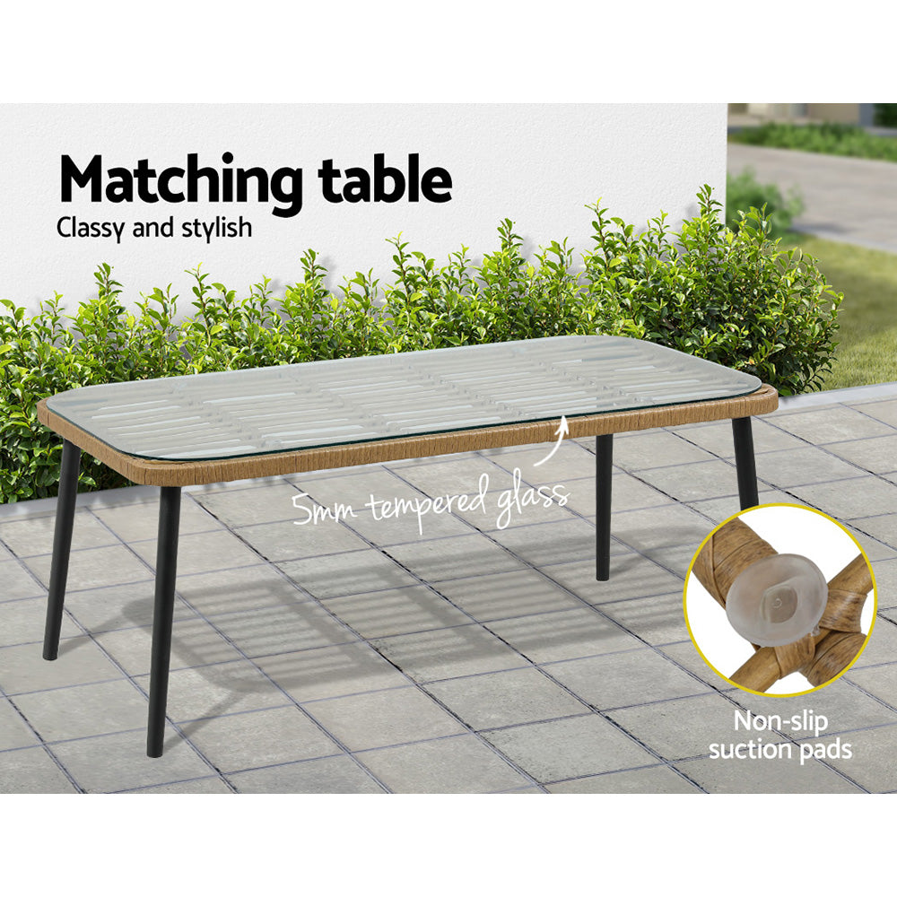 Gardeon 4-Piece Outdoor Sofa Set Rattan Lounge Setting Table Chairs - Cosy Abode