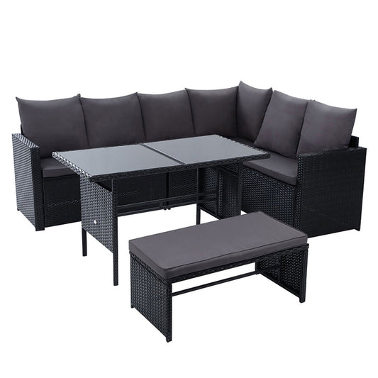 Gardeon Outdoor Furniture Dining Setting Sofa Set Lounge Wicker 8 Seater Black - Cosy Abode