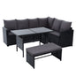 Gardeon Outdoor Furniture Dining Setting Sofa Set Lounge Wicker 8 Seater Black - Cosy Abode