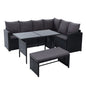 Gardeon Outdoor Dining Set Sofa Lounge Setting Chairs Table Bench Black Cover - Cosy Abode