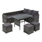 Gardeon Outdoor Furniture Dining Setting Sofa Set Lounge Wicker 9 Seater Mixed Grey - Cosy Abode