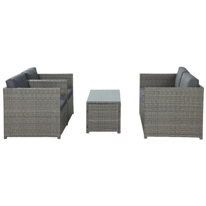 Gardeon 4-Piece Outdoor Sofa Set Wicker Couch Lounge Setting Grey - Cosy Abode