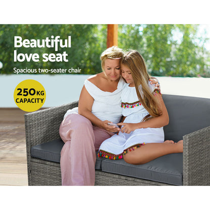 Gardeon 4-Piece Outdoor Sofa Set Wicker Couch Lounge Setting Grey - Cosy Abode