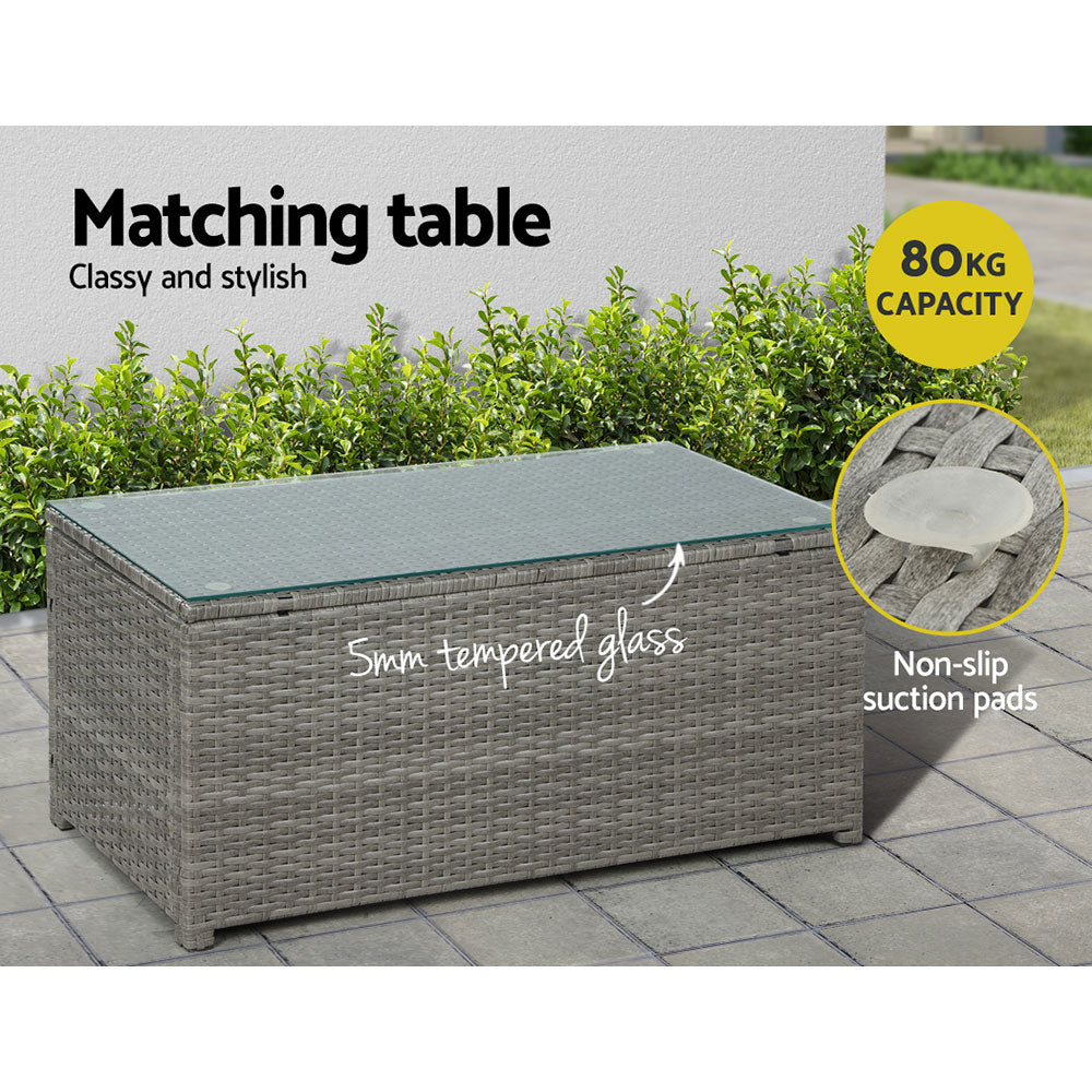 Gardeon 4-Piece Outdoor Sofa Set Wicker Couch Lounge Setting Grey - Cosy Abode