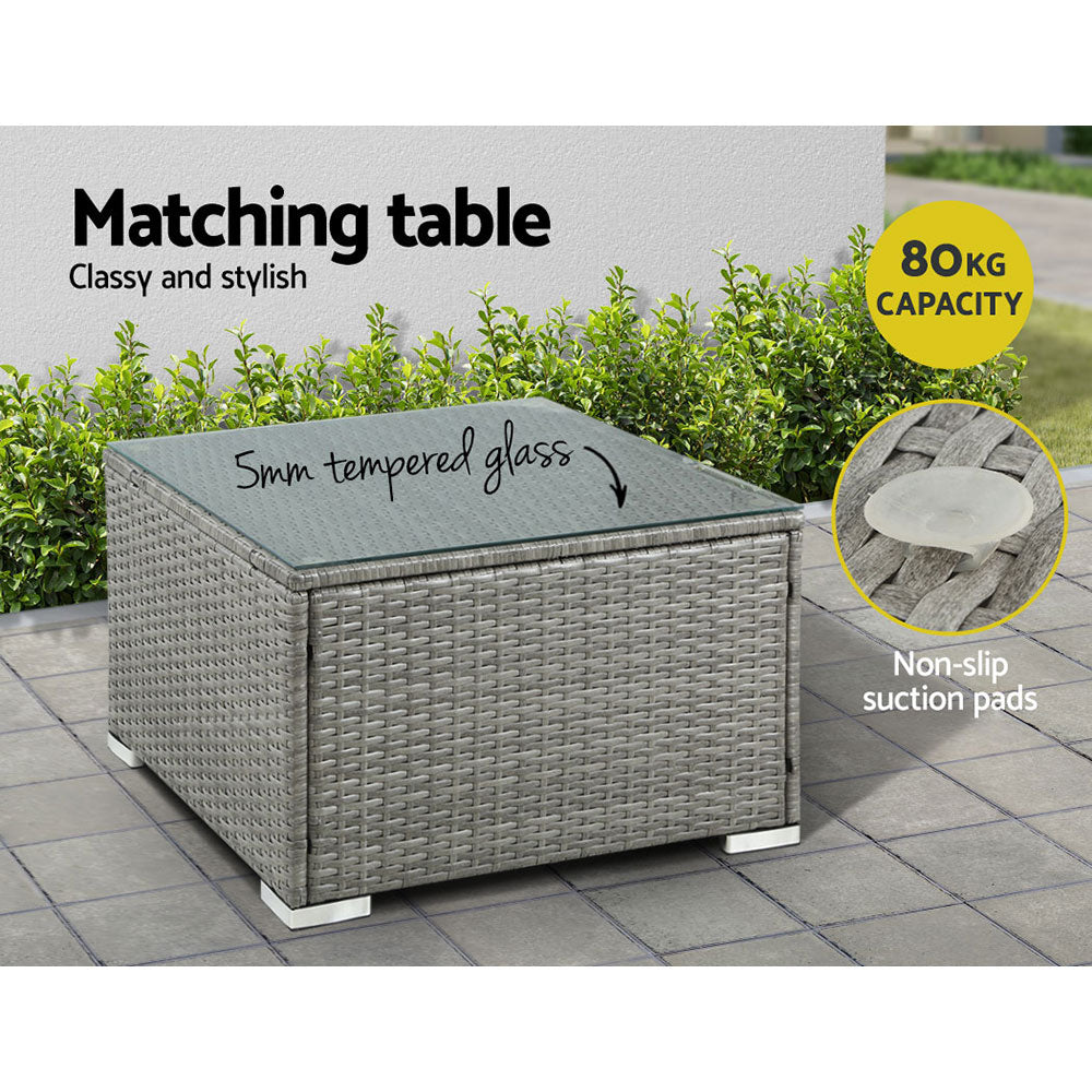 Gardeon 5-Piece Outdoor Sofa Set Wicker Couch Lounge Setting 4 Seater Grey - Cosy Abode