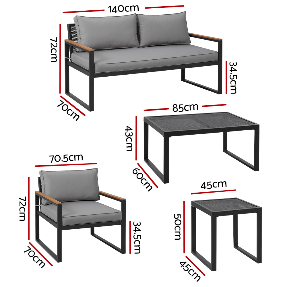 Gardeon Outdoor Sofa Set 3 Seater Corner Modular Lounge Setting Steel - Cosy Abode