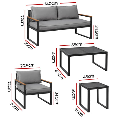 Gardeon Outdoor Sofa Set 3 Seater Corner Modular Lounge Setting Steel - Cosy Abode