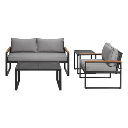 Gardeon Outdoor Sofa Set 3 Seater Corner Modular Lounge Setting Steel - Cosy Abode