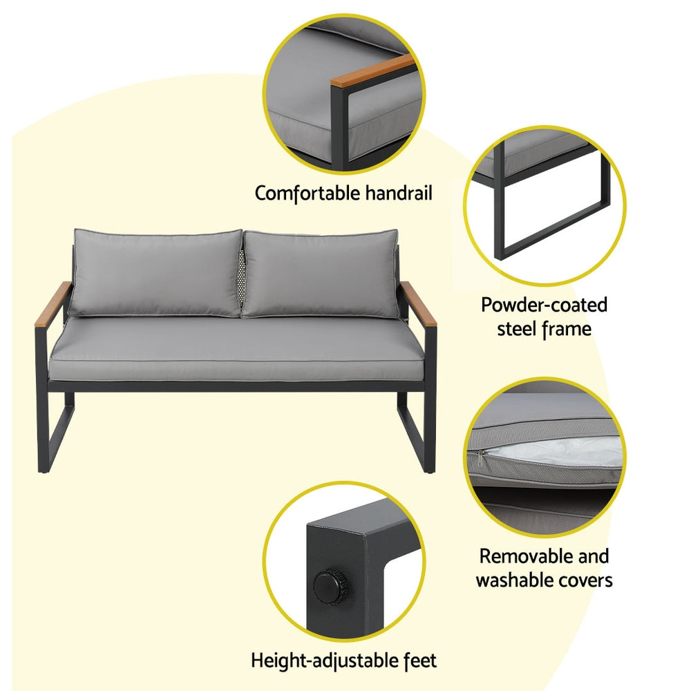 Gardeon Outdoor Sofa Set 3 Seater Corner Modular Lounge Setting Steel - Cosy Abode