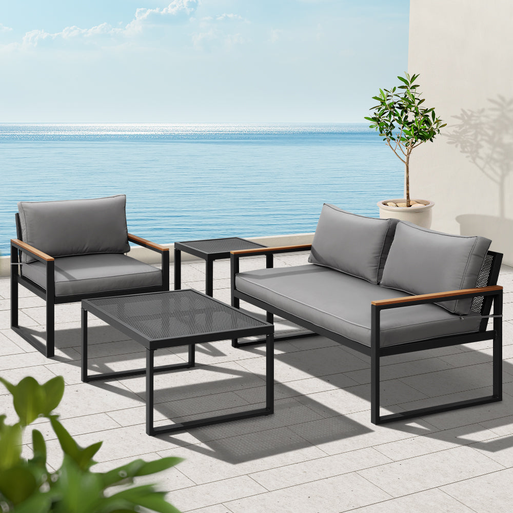 Gardeon Outdoor Sofa Set 3 Seater Corner Modular Lounge Setting Steel - Cosy Abode