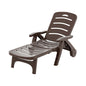 Gardeon Sun Lounger Folding Lounge Chair Wheels Patio Outdoor Furniture Brown - Cosy Abode