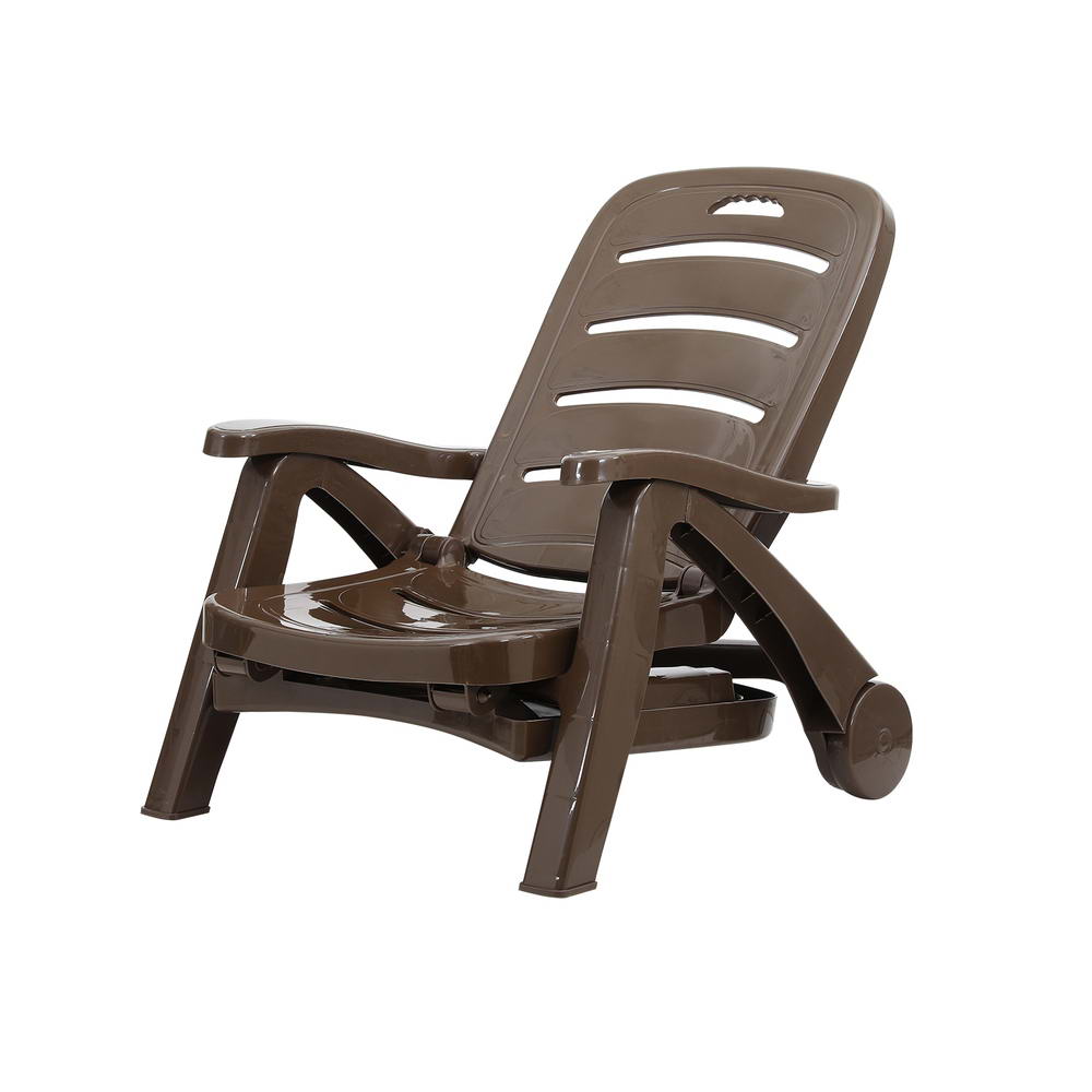 Gardeon Sun Lounger Folding Lounge Chair Wheels Patio Outdoor Furniture Brown - Cosy Abode