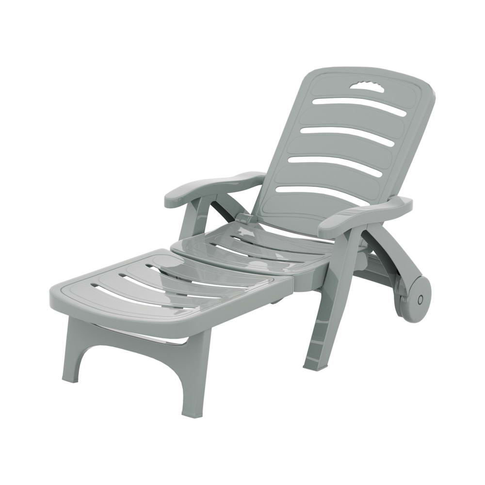 Gardeon Sun Lounger Folding Lounge Chair Wheels Patio Outdoor Furniture Grey - Cosy Abode