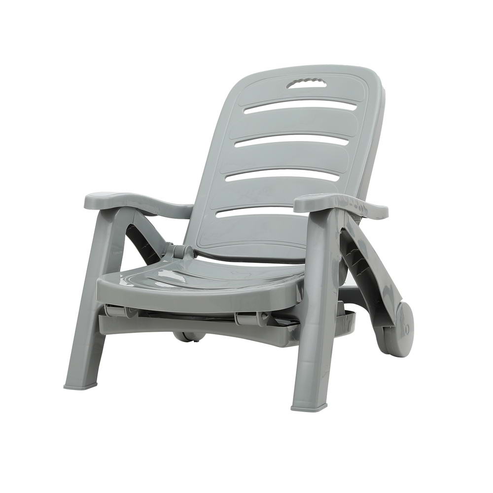 Gardeon Sun Lounger Folding Lounge Chair Wheels Patio Outdoor Furniture Grey - Cosy Abode