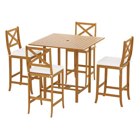 Gardeon 5-Piece Outdoor Bar Set Acacia Wood Bistro Patio Table Stools - Cosy Abode