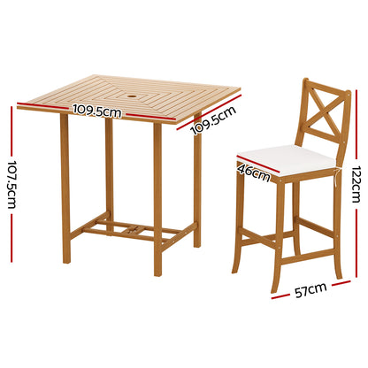 Gardeon 5-Piece Outdoor Bar Set Acacia Wood Bistro Patio Table Stools - Cosy Abode