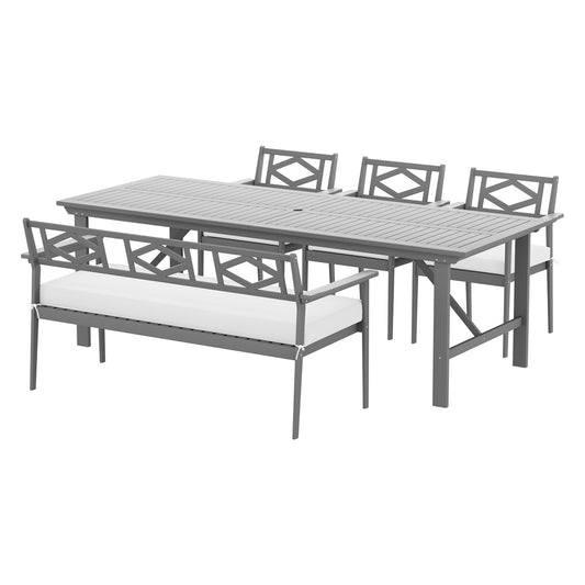 Gardeon Outdoor Dining Set 5 Piece Wooden Table Chairs Setting Grey - Cosy Abode
