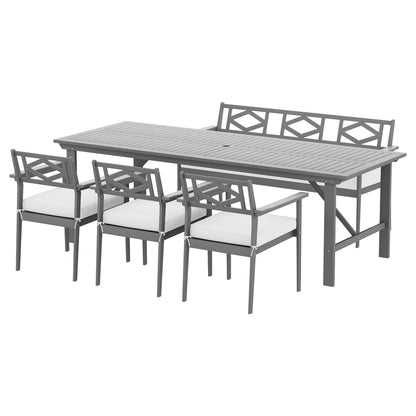 Gardeon Outdoor Dining Set 5 Piece Wooden Table Chairs Setting Grey - Cosy Abode