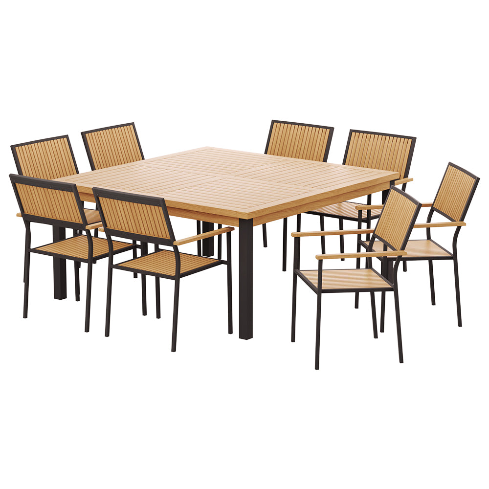 Gardeon Outdoor Dining Set 9 Piece Wooden Table Chairs Setting - Cosy Abode